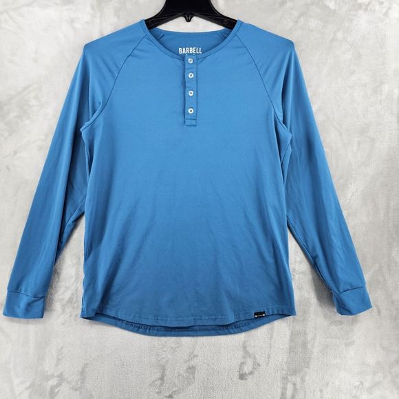 barbell Apparel Other - Barbell Apparel Mens Medium Performance Long Sleeve Henley Blue